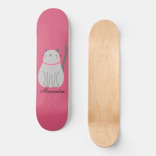 Skateboard Cute Chat Personnalisé (Recto)