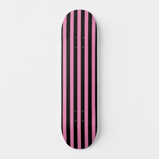Skateboard Cute Chic rose et noir Vertical strié (Recto)