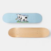 Skateboard Cute cow in green field cartoon illustration (Horz)