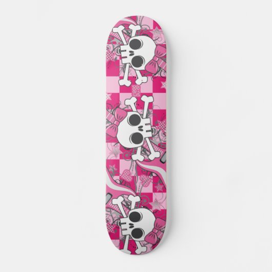 Skateboard Cute crâne avec guitare rose (Recto)