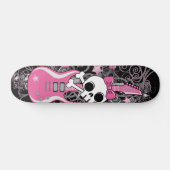 Skateboard Cute crâne avec guitare rose (Horz)