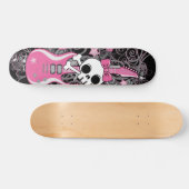 Skateboard Cute crâne avec guitare rose (Horz)
