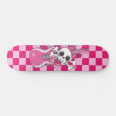 Skateboard Cute crâne avec guitare rose (Horz)