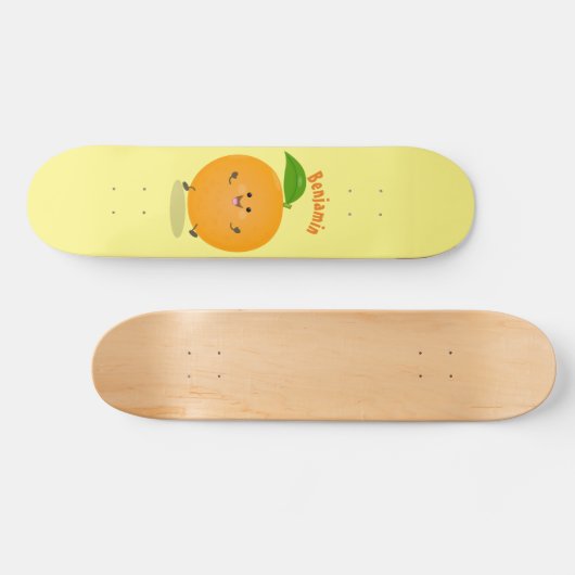 Skateboard Cute dancing orange citrus fruit (Horz)