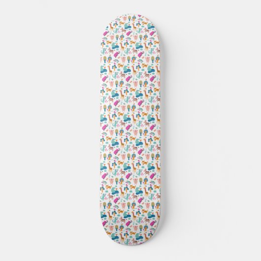 Skateboard Cute et colorée Jungle Animaux Motif (Recto)