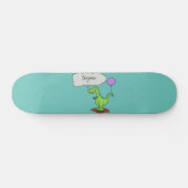 Skateboard Cute fire breathing green funny dragon cartoon (Horz)