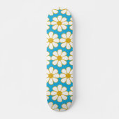 Skateboard Cute Floral Daisy Motif moutarde et bleu (Devant)