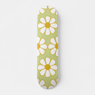 Skateboard Cute Floral Daisy Motif vert