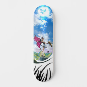 Skateboard Cute Girl Fairy Casting Magic Spell on Bumble Bee