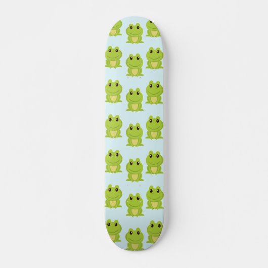 Skateboard Cute grenouille verte sur bleu (Devant)