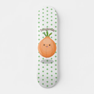 Skateboard Cute happy brown onion green cartoon illustration