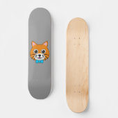 Skateboard Cute Happy Ginger Cat avec Papillon (Recto)