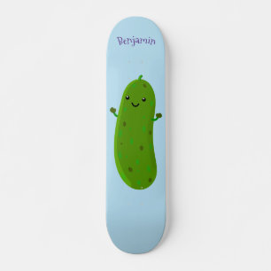 Skateboard Cute happy pickle cartoon illustration
