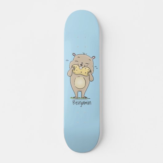 Skateboard Cute happy smiling hamster with peanut cartoon (Devant)