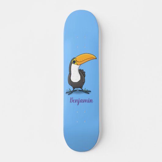 Skateboard Cute happy toucan cartoon illustration (Devant)