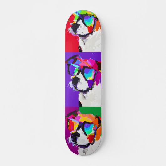 Skateboard Cute Jack Russell portrait pop art style (Devant)