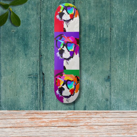 Skateboard Cute Jack Russell portrait pop art style