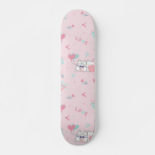 Skateboard Cute Kawaii Chats avec Coeurs