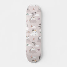 Cute Kawaii Chats avec nuages et papillons