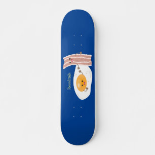 Skateboard Cute kawaii egg and bacon cartoon illustration