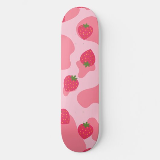 Skateboard Cute Kawaii Motif de la vache fraise (Recto)
