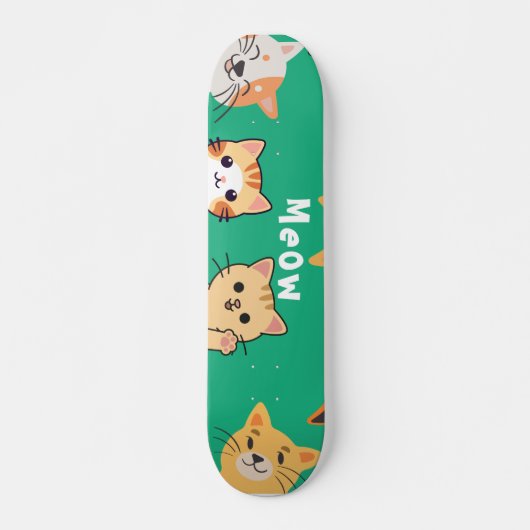 Skateboard Cute Kawaii Peeking Cats Pattern (Devant)