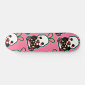 Skateboard Cute lapin rose et blanc de Pâques Lapin fraise (Horz)