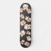 Skateboard Cute Maneki Neko Japanese Lucky Cat Pattern (Recto)