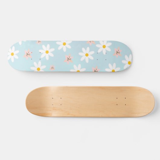 Skateboard Cute Modern Daisy Fleur de lys Rustique transparen (Horz)