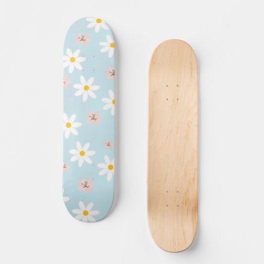 Skateboard Cute Modern Daisy Fleur de lys Rustique transparen (Recto)
