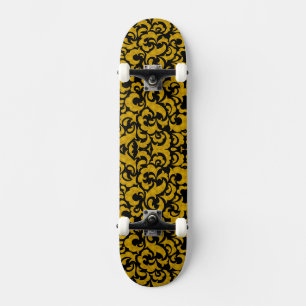 Skateboard Cute noir doré motifs floraux sans couture Coque-M