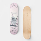 Skateboard Cute Owl Cherry Blossom Pink Ajouter Nom (Recto)