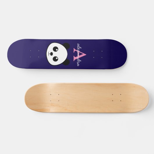 Skateboard Cute Panda Ours Personnalisé Monogramme violet Arr (Horz)
