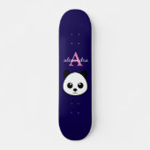 Skateboard Cute Panda Ours Personnalisé Monogramme violet Arr (Devant)
