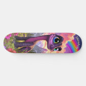 Skateboard Cute Pink Dinosaur Children Fantasy Art (Horz)