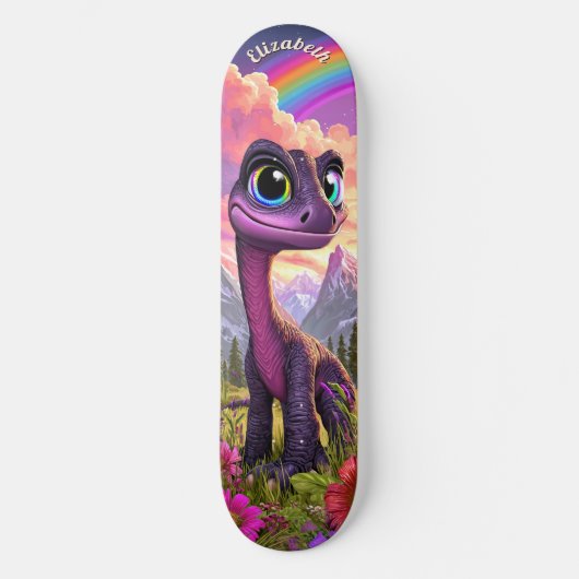 Skateboard Cute Pink Dinosaur Children Fantasy Art (Recto)
