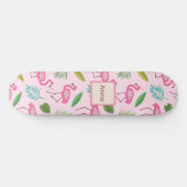 Skateboard Cute Pink Flamingo with Tropical Leaves custom  (Horz)
