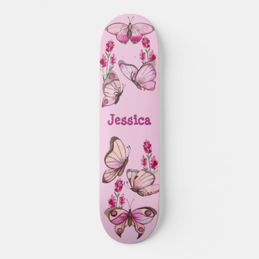 Skateboard Cute Pink Girly Butterflies (Recto)