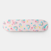 Skateboard Cute Pink Teal Unicorn Rainbow (Horz)