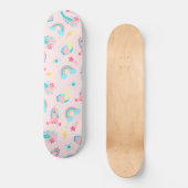Skateboard Cute Pink Teal Unicorn Rainbow (Recto)
