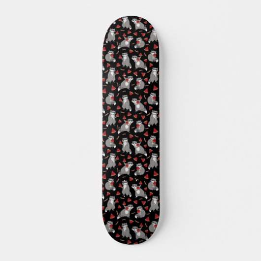 Skateboard Cute raccoon with watermelon (Devant)