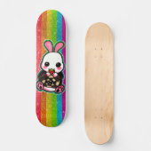 Skateboard Cute rose et blanc lapin lapin Rainbow Parties sci (Recto)