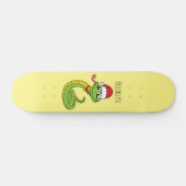 Skateboard Cute serpent vert avec chapeau santa dessin animé (Horz)