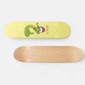 Skateboard Cute serpent vert avec chapeau santa dessin animé (Horz)