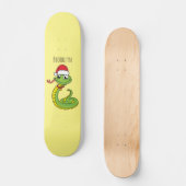 Skateboard Cute serpent vert avec chapeau santa dessin animé (Recto)