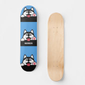Skateboard Cute Siberian Husky nom personnalisé (Recto)