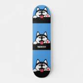 Skateboard Cute Siberian Husky nom personnalisé (Devant)