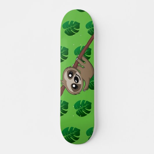 Skateboard Cute Sloth Jungle Green Cartoon Rainforest Animal (Devant)