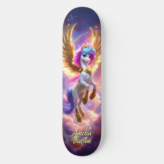 Skateboard Cute Unicorn Fantasy Land Cool Children Art (Recto)