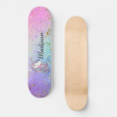 Skateboard Cute Unicorn Ombre Rainbow Parties scintillant Spa (Recto)